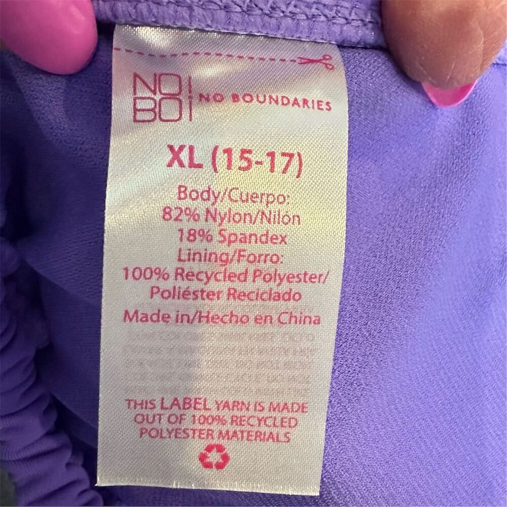 No Boundaries Women's Purple Triangle Bikini Top XL Adjustable Ties - Picture 6 of 7